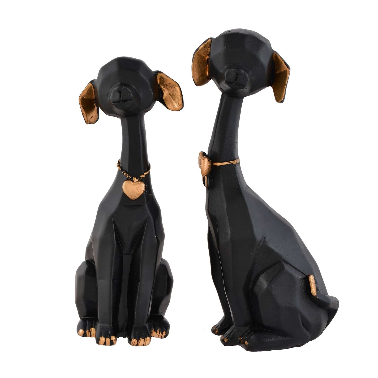 Black Golden Set of 2 Cute Dog Statues - Image 4