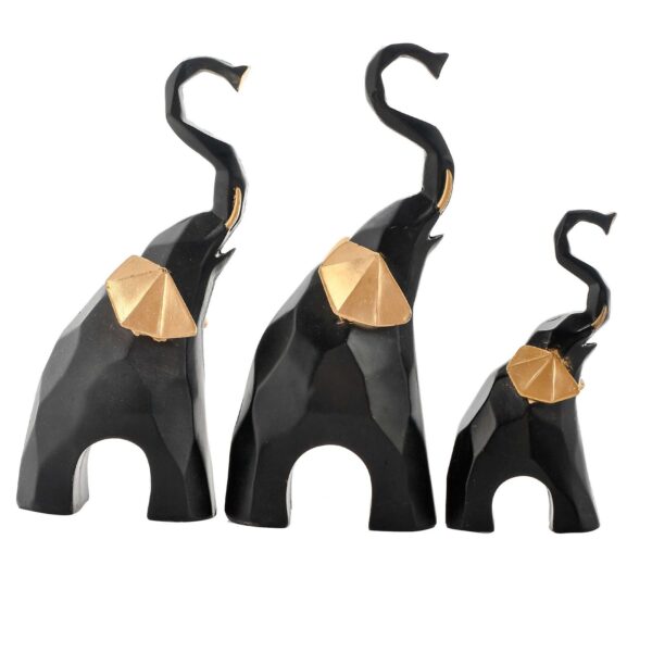 Golden Elephant Set of 3 Black & Gold  Statue
